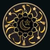 Arabisk guld- lyxig modell p? svart bakgrund vektor illustrationer Arabisk guld- lyxig modell p? svart bakgrund vektor illustrationer
