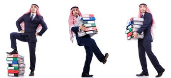 Arabski biznesmen z wiele falcówkami na bielu zdjęcia stock Arabski biznesmen z wiele falcówkami na bielu zdjęcia stock
