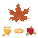 Arando, tarte de abóbora, potenciômetro do mel, folha de bordo Ícones ajustados da coleção do dia da ação de graças de Canadá no Imagens de Stock Royalty Free Arando, tarte de abóbora, potenciômetro do mel, folha de bordo Ícones ajustados da coleção do dia da ação de graças de Canadá no Imagens de Stock Royalty Free