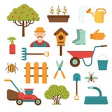 Arbeta i trädgården hjälpmedelvektorsymboler på vit stock illustrationer Arbeta i trädgården hjälpmedelvektorsymboler på vit stock illustrationer