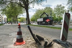 Arbeta p? v?gen Amsterdam Buitenveldert arkivbild Arbeta p? v?gen Amsterdam Buitenveldert arkivbild