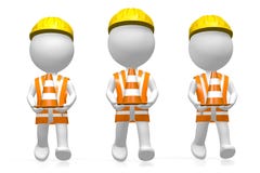 arbetare som 3D rymmer trafikkottar stock illustrationer arbetare som 3D rymmer trafikkottar stock illustrationer