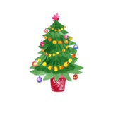 Arbre de Noël d'aquarelle d'isolement Bel arbre impeccable de fête avec la guirlande illustration libre de droits Arbre de Noël d'aquarelle d'isolement Bel arbre impeccable de fête avec la guirlande illustration libre de droits