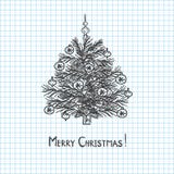 Arbre de Noël dessiné dans le carnet de stylo illustration stock Arbre de Noël dessiné dans le carnet de stylo illustration stock