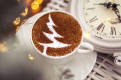 arbre de Noël, tasse de café de dessin photographie stock libre de droits arbre de Noël, tasse de café de dessin photographie stock libre de droits