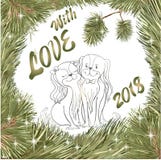 Arbre de sapin de chien d'épagneul d'amour de Cristmas illustration stock Arbre de sapin de chien d'épagneul d'amour de Cristmas illustration stock