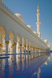 Arcades reflected in the pool in the Sheikh Zayed Grand Mosque.Abu Dhabi.UAE royalty free stock photo Arcades reflected in the pool in the Sheikh Zayed Grand Mosque.Abu Dhabi.UAE royalty free stock photo