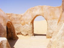 Arch and houses from the Star Wars - Mos Espa, Tatooine stock photography Arch and houses from the Star Wars - Mos Espa, Tatooine stock photography