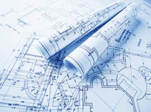 Architectural Blueprints Rolls Royalty Free Stock Image