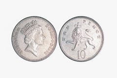Argent BRITANNIQUE en métal, 10 penny photo libre de droits Argent BRITANNIQUE en métal, 10 penny photo libre de droits