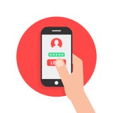 Arm hold mobile phone security vector illustration Arm hold mobile phone security vector illustration