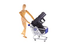 Arma em um carrinho de compras Fotografia de Stock Arma em um carrinho de compras Fotografia de Stock