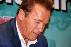 Arnold Schwarzenegger in Barcelona stockfotografie Arnold Schwarzenegger in Barcelona stockfotografie