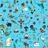 Around the World seamless pattern in colors on blue background Stock Image Around the World seamless pattern in colors on blue background Stock Image