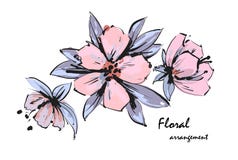 Arrangement floral tendre Fleurs roses de pommier Fleurs romantiques de jardin de vecteur illustration de vecteur Arrangement floral tendre Fleurs roses de pommier Fleurs romantiques de jardin de vecteur illustration de vecteur