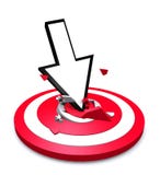 Arrow Crashing into Red Target Bulls Eye Stock Photography Arrow Crashing into Red Target Bulls Eye Stock Photography