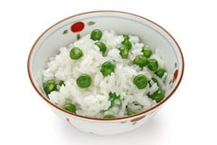 Arroz das ervilhas verdes, alimento japonês foto de stock Arroz das ervilhas verdes, alimento japonês foto de stock