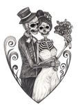 Art Couple Wedding Skull. Royalty Free Stock Image