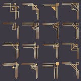 Art decohoek Moderne grafische hoeken voor uitstekende gouden patroongrens De gouden jaren '20 vormen decoratief lijnenkader stock illustratie Art decohoek Moderne grafische hoeken voor uitstekende gouden patroongrens De gouden jaren '20 vormen decoratief lijnenkader stock illustratie
