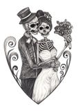 Art Couple Wedding Skull. stock illustration Art Couple Wedding Skull. stock illustration