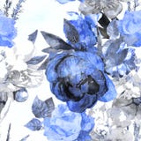 Art monochrome watercolor vintage floral seamless pattern with w Royalty Free Stock Photography Art monochrome watercolor vintage floral seamless pattern with w Royalty Free Stock Photography