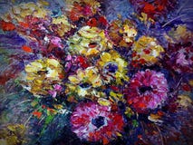 Art painting , Oil color  , flower ,  Nature , colorful