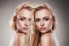 Art Portrait Of Young Beautiful Woman.Sexy Blond Girl. Two Girls In One Stock Photos Art Portrait Of Young Beautiful Woman.Sexy Blond Girl. Two Girls In One Stock Photos
