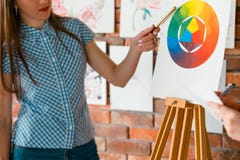 Art school class painting learn draw color wheel stock photography Art school class painting learn draw color wheel stock photography