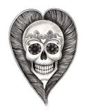 Art Skull Wings Heart Tattoo. Royalty Free Stock Photography