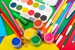 Art Supplies For Creative Work For Children Stock Image Art Supplies For Creative Work For Children Stock Image