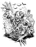 Art. van de zombie het Grappige Lijn royalty-vrije illustratie Art. van de zombie het Grappige Lijn royalty-vrije illustratie