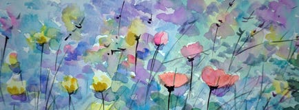 Art ,watercolor , painting ,flower , abstract , design , background , thailand