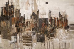 Arte de pintura abstrata: Cursos com testes padrões diferentes da cor como vermelho, cinzento e branco ilustração do vetor Arte de pintura abstrata: Cursos com testes padrões diferentes da cor como vermelho, cinzento e branco ilustração do vetor