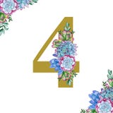 Arte floral dos números da aquarela ilustração stock Arte floral dos números da aquarela ilustração stock