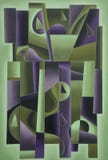 Arte geometrica di Digital verde e porpora illustrazione di stock Arte geometrica di Digital verde e porpora illustrazione di stock