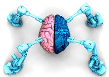 Artificial Brain with robots vector illustration Artificial Brain with robots vector illustration