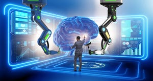 The artificial intelligence concept with businessman