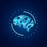 Artificial intelligence concept. Modern shiny polygonal brain at the background with microcircuit vector illustration Artificial intelligence concept. Modern shiny polygonal brain at the background with microcircuit vector illustration