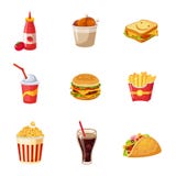 Artigos de comida lixo ajustados ilustração royalty free Artigos de comida lixo ajustados ilustração royalty free