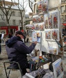 Artist Painting At Montmare In Paris France Stock Images Artist Painting At Montmare In Paris France Stock Images