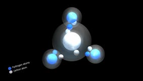 Methane molecule, structure, science.