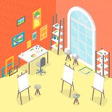 Artiste Workplace Interior avec la vue isométrique de meubles Vecteur illustration libre de droits Artiste Workplace Interior avec la vue isométrique de meubles Vecteur illustration libre de droits