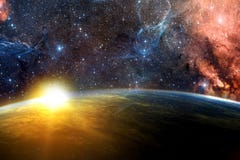 Artistic Abstract Glowing Planet in A Dramatic Multicolored Galaxy Background royalty free stock photography Artistic Abstract Glowing Planet in A Dramatic Multicolored Galaxy Background royalty free stock photography