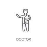 Artsen lineair pictogram Het moderne overzicht concept van het Artsenembleem op wit vector illustratie Artsen lineair pictogram Het moderne overzicht concept van het Artsenembleem op wit vector illustratie