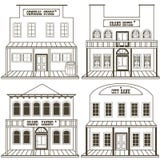 As construções ocidentais velhas esboçaram 2 ilustração stock As construções ocidentais velhas esboçaram 2 ilustração stock