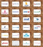 As linhas aéreas ou os logotipos das vias aéreas gostam de Catar, delta, emirados, unidos, KLM, Lufthansa Imagens de Stock Royalty Free As linhas aéreas ou os logotipos das vias aéreas gostam de Catar, delta, emirados, unidos, KLM, Lufthansa Imagens de Stock Royalty Free