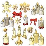 As velas coloriram variações com showflakes do cookieman dos elementos ilustração royalty free As velas coloriram variações com showflakes do cookieman dos elementos ilustração royalty free