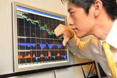Asian Business Man Watching the stock market