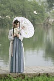 Asian Chinese Woman In Traditional Hanfu Dress，classic Beauty In Chin Stock Photo