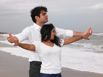 Asian Couple In The Beach Stock Photo